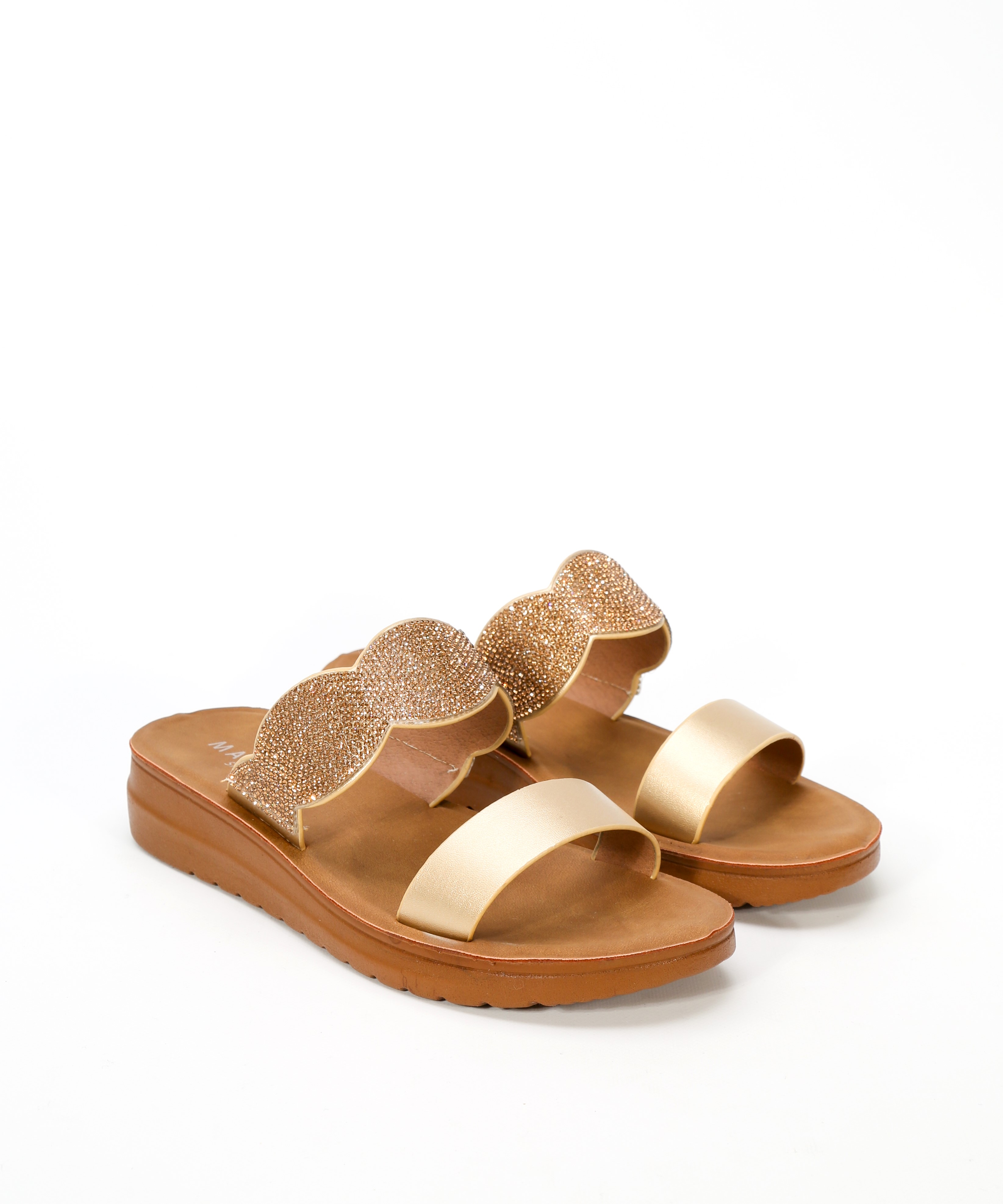Sandalia plana doble tira strass image number null